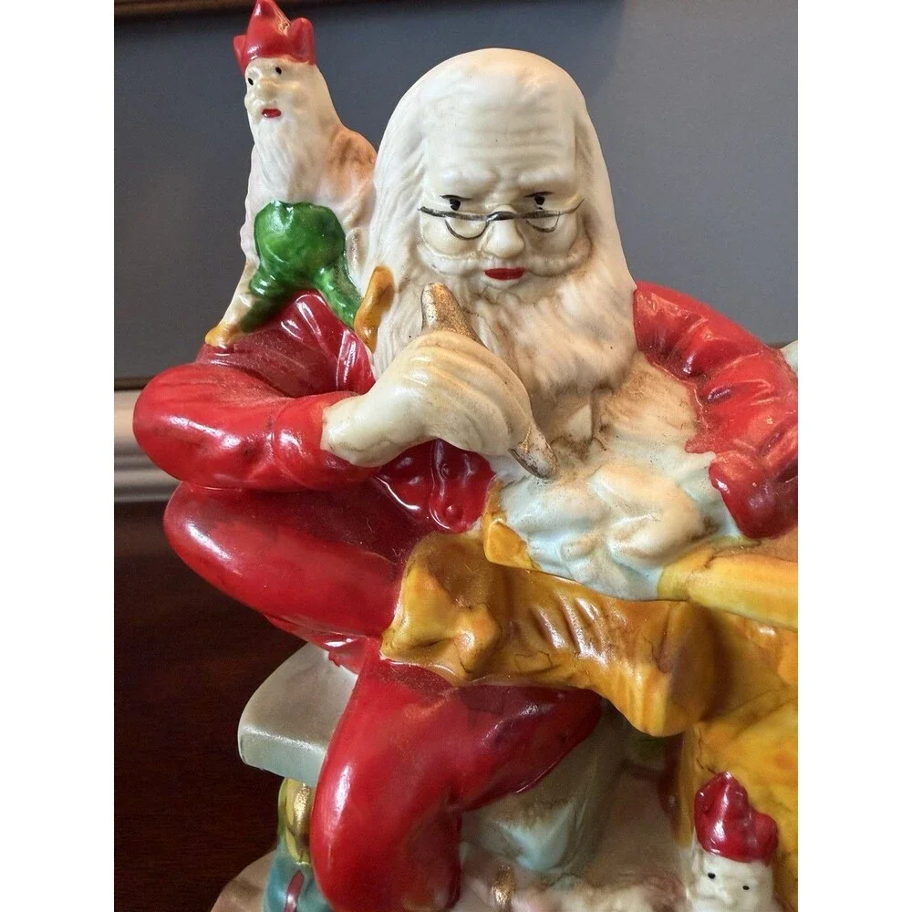 Vintage Santa Claus Music Box Santas Workshop Plays Jingle Bells Japan